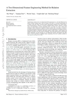 A Two Dimensional Feature Engineering Method for Relation Extraction