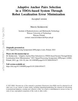 Adaptive Anchor Pairs Selection in a TDOA-based System Through Robot
  Localization Error Minimization