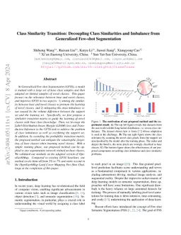 Class Similarity Transition: Decoupling Class Similarities and Imbalance
  from Generalized Few-shot Segmentation