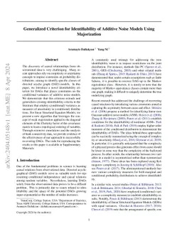 Generalized Criterion for Identifiability of Additive Noise Models Using
  Majorization