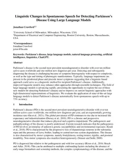 Linguistic Changes in Spontaneous Speech for Detecting Parkinsons
  Disease Using Large Language Models