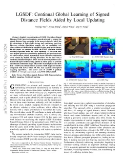 LGSDF: Continual Global Learning of Signed Distance Fields Aided by
  Local Updating