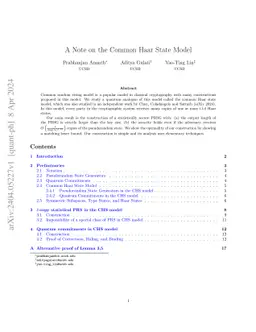 A Note on the Common Haar State Model