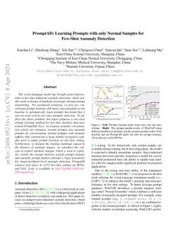 PromptAD: Learning Prompts with only Normal Samples for Few-Shot Anomaly
  Detection
