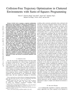 Collision-Free Trajectory Optimization in Cluttered Environments with
  Sums-of-Squares Programming