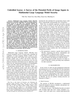 Unbridled Icarus: A Survey of the Potential Perils of Image Inputs in
  Multimodal Large Language Model Security