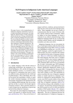 NLP Progress in Indigenous Latin American Languages