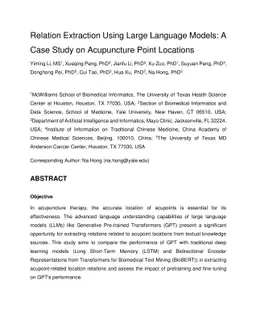 Relation Extraction Using Large Language Models: A Case Study on
  Acupuncture Point Locations