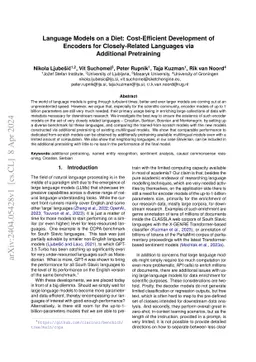 Language Models on a Diet: Cost-Efficient Development of Encoders for
  Closely-Related Languages via Additional Pretraining