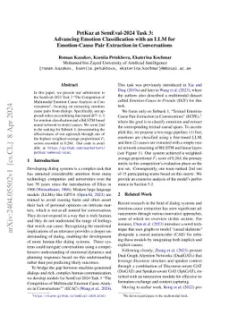 PetKaz at SemEval-2024 Task 3: Advancing Emotion Classification with an
  LLM for Emotion-Cause Pair Extraction in Conversations