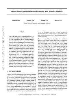 On the Convergence of Continual Learning with Adaptive Methods