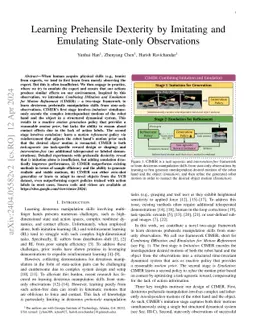 Learning Prehensile Dexterity by Imitating and Emulating State-only
  Observations