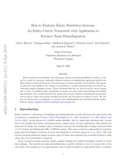 How to Evaluate Entity Resolution Systems: An Entity-Centric Framework
  with Application to Inventor Name Disambiguation