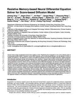 Resistive Memory-based Neural Differential Equation Solver for
  Score-based Diffusion Model