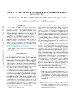 3D-COCO: extension of MS-COCO dataset for image detection and 3D
  reconstruction modules