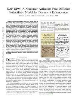 NAF-DPM: A Nonlinear Activation-Free Diffusion Probabilistic Model for
  Document Enhancement