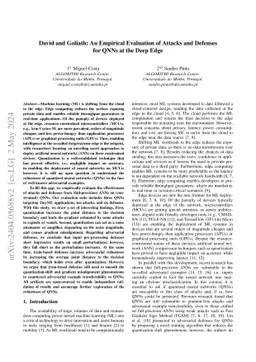 David and Goliath: An Empirical Evaluation of Attacks and Defenses for
  QNNs at the Deep Edge