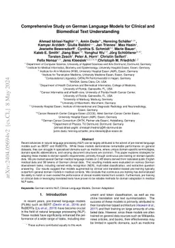 Comprehensive Study on German Language Models for Clinical and
  Biomedical Text Understanding