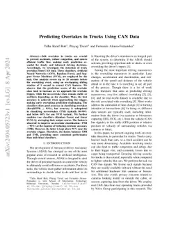 Predicting Overtakes in Trucks Using CAN Data