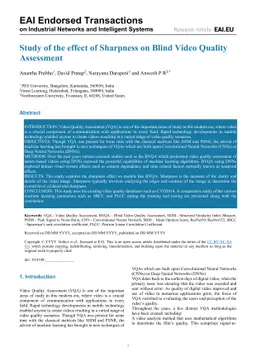 Study of the effect of Sharpness on Blind Video Quality Assessment
