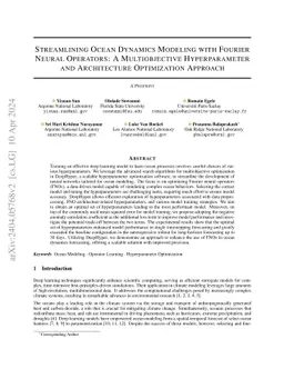 Streamlining Ocean Dynamics Modeling with Fourier Neural Operators: A
  Multiobjective Hyperparameter and Architecture Optimization Approach