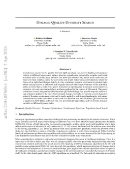 Dynamic Quality-Diversity Search