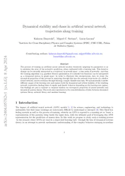 Dynamical stability and chaos in artificial neural network trajectories
  along training
