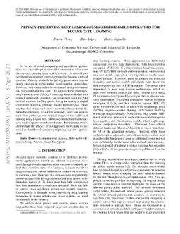 Privacy-Preserving Deep Learning Using Deformable Operators for Secure
  Task Learning