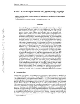 GeniL: A Multilingual Dataset on Generalizing Language