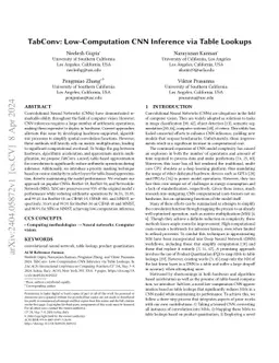 TabConv: Low-Computation CNN Inference via Table Lookups