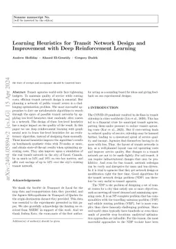 Learning Heuristics for Transit Network Design and Improvement with Deep Reinforcement Learning