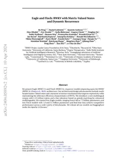 Eagle and Finch: RWKV with Matrix-Valued States and Dynamic Recurrence