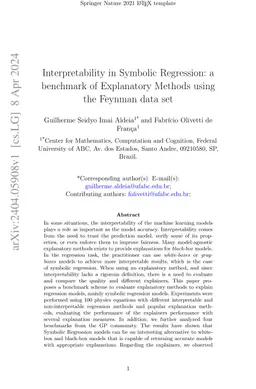 Interpretability in Symbolic Regression: a benchmark of Explanatory
  Methods using the Feynman data set