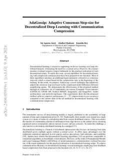 AdaGossip: Adaptive Consensus Step-size for Decentralized Deep Learning
  with Communication Compression