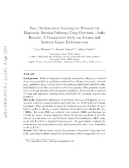 Deep Reinforcement Learning for Personalized Diagnostic Decision
  Pathways Using Electronic Health Records: A Comparative Study on Anemia and
  Systemic Lupus Erythematosus