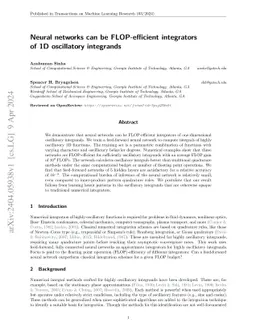 Neural networks can be FLOP-efficient integrators of 1D oscillatory
  integrands