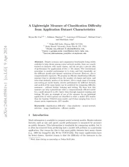 A Lightweight Measure of Classification Difficulty from Application
  Dataset Characteristics