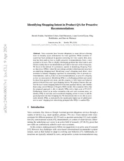 Identifying Shopping Intent in Product QA for Proactive Recommendations