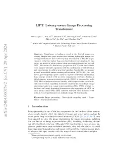 LIPT: Latency-aware Image Processing Transformer