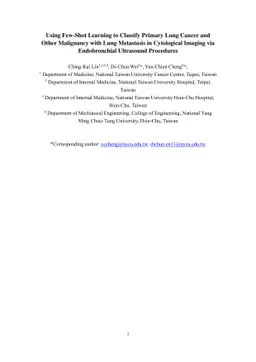 Using Few-Shot Learning to Classify Primary Lung Cancer and Other Malignancy with Lung Metastasis in Cytological Imaging via Endobronchial Ultrasound Procedures