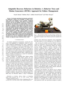Adaptable Recovery Behaviors in Robotics: A Behavior Trees and Motion
  Generators(BTMG) Approach for Failure Management