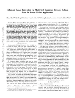 Enhanced Radar Perception via Multi-Task Learning: Towards Refined Data
  for Sensor Fusion Applications
