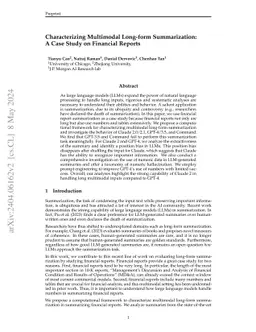 Characterizing Multimodal Long-form Summarization: A Case Study on
  Financial Reports