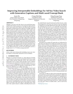 Improving Interpretable Embeddings for Ad-hoc Video Search with
  Generative Captions and Multi-word Concept Bank