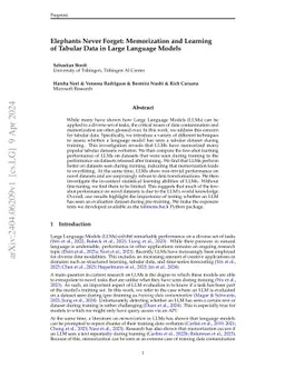 Elephants Never Forget: Memorization and Learning of Tabular Data in
  Large Language Models