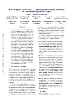 [Call for Papers] The 2nd BabyLM Challenge: Sample-efficient pretraining
  on a developmentally plausible corpus