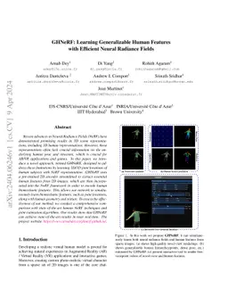 GHNeRF: Learning Generalizable Human Features with Efficient Neural
  Radiance Fields