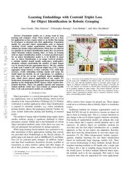 Learning Embeddings with Centroid Triplet Loss for Object Identification
  in Robotic Grasping