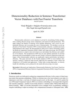 Dimensionality Reduction in Sentence Transformer Vector Databases with
  Fast Fourier Transform