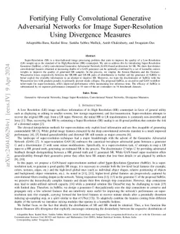Fortifying Fully Convolutional Generative Adversarial Networks for Image
  Super-Resolution Using Divergence Measures